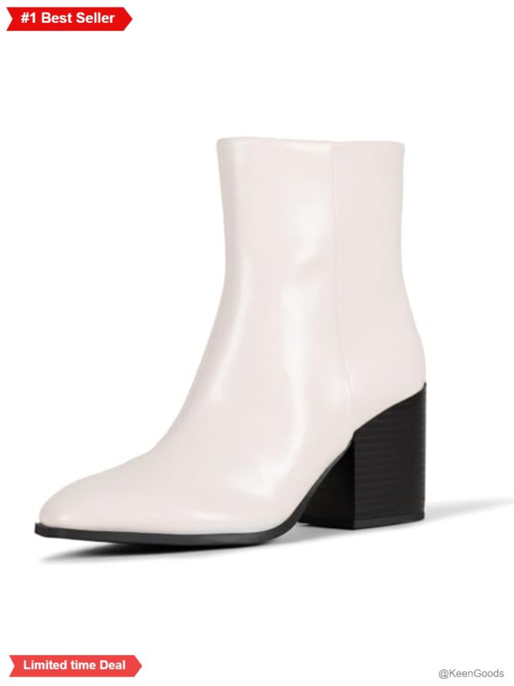Faux Calfskin Stacked Heel Ankle Booties with Side Zipper